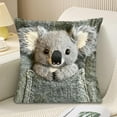 thumbnail image 6 of Christmas Cute Animals Pillow Covers 18x18 Koala 2.5D Decorative Pillows Case Short Plush indoor for Couch Sofa Room Home Decor B, 6 of 6