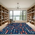 thumbnail image 2 of ODIKA 4'x6' Machine Washable Non-Slip Area Rug, Geometric Navy Blue High Traffic Rug, Blue, 1051707, 2 of 7
