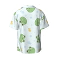 thumbnail image 5 of Uemuo Kawaii Frogs Pattern Cotton Linen Short Sleeve Shirts,Casual Lightweight Button Down Shirts,Vacation Beach Summer Tops-Small, 5 of 7
