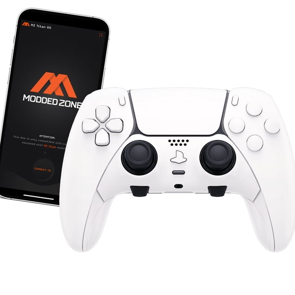 Soft White ModdedZone Custom Modded Edge Controller for PS5 & PC With Mobile App Controlled Smart Anti-Recoil and Rapid Fire Mods