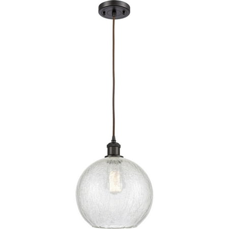 

Oil Rubbed Bronze Tone Mini Pendants 10 Wide Clear Crackle Glass Steel/Cast Brass Medium Base LED 1 Light Fixture