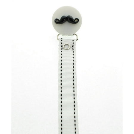 Handlebar Mustache Ribbon Pacifier Clip
