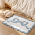 thumbnail image 5 of Naittoop Christmas Day Bow Rug 16x24in Blue Fluffy Area Rug Non Slip Plush Bedroom Carpet Cute Blue Bow Inspired Door Mat for Romantic Home Decor Beside Bed Vanity Entryway or Gift for Her, 5 of 7