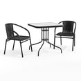 thumbnail image 2 of Flash Furniture 28'' Square Glass Metal Table with Black Rattan Edging and 2 Black Rattan Stack Chairs, 2 of 13