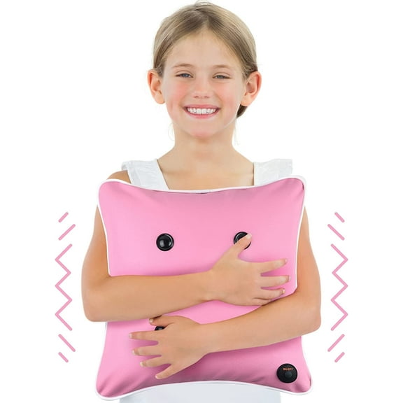 Playlearn Calming Vibrating Massage Sensory Pillow, Stress Relief, USB Rechargeable Pink