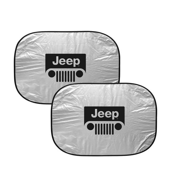 Jeep Grill Logo Dual Panels 2-28" W x 24" L Easy Folding Windshield Sun Shade