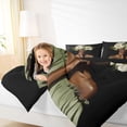 thumbnail image 3 of Castle Fairy Black Woman Twin Comforter Sets 2pcs,Artistic Floral Bloom Bedding Set,Green Black,Black Reversible,1 Comforter and 1 Pillowcase, 3 of 6