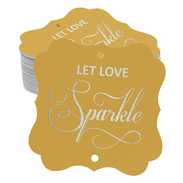 Inkdotpot Let Love Sparkle Wedding Bottle Tag Real Silver Foil Favor Bracket Shape Hang Tags Pack Of 100