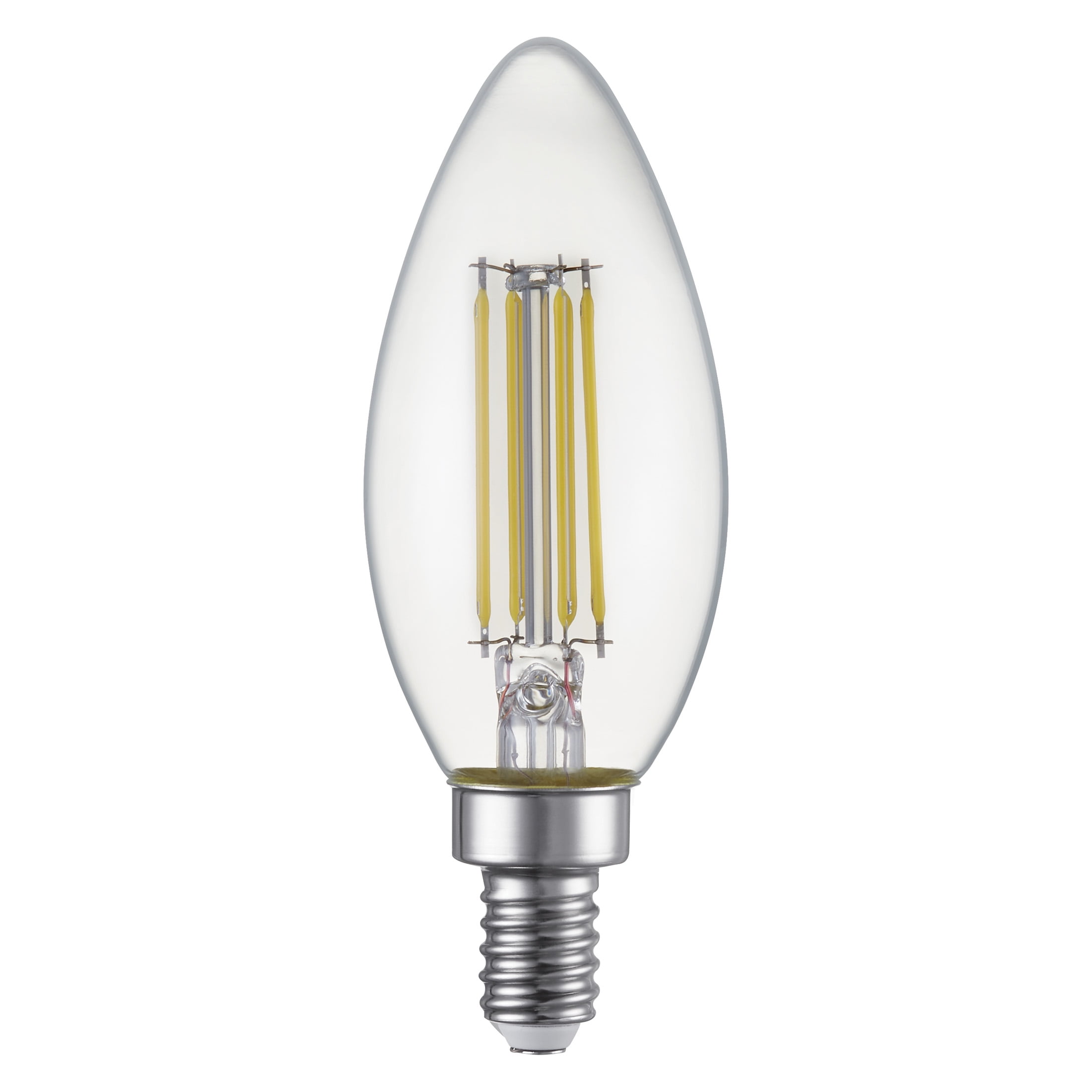 Great Value B10 LED 4W (40W Equivalent) Soft White Decorative E12 Candelabra Base Light Bulbs, Dimmable, 12 Pack