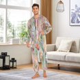 thumbnail image 5 of 1 Piece Adult Onesie Pajamas Cozy & Loose-Fit Sleepsuit Loungewear with Pockets Abstract Pink Floral Pattern Medium, 5 of 7