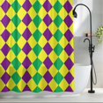 thumbnail image 2 of Purple Green Plaid Shower Curtain, Simple Purple Green Yellow Diamond Waterproof Shower Curtain Set with 12 Hooks Lightweight Bath Curtains Fabric Bathroom Decor 60x72 Inches, 2 of 9