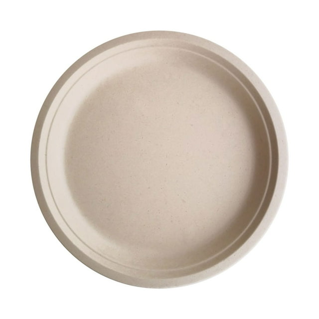 MOQIN Compostable Paper Plates 50pcs Disposable Plates Heavy-Duty Paper Plates Biodegradable White Plates for Party Sugarcane Plates Cornstarch Forks Spoons for 50 Guests
