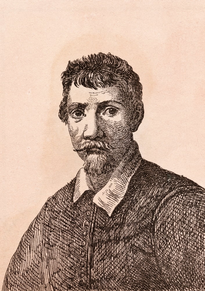Annibale Carracci 1560-1609 Italian Baroque Painter From 75 Portraits Of Celebrated Painters From Authentic Originals Etched By James Girtin Published London 1817 Canvas Art - Ken Welsh Design Pics (