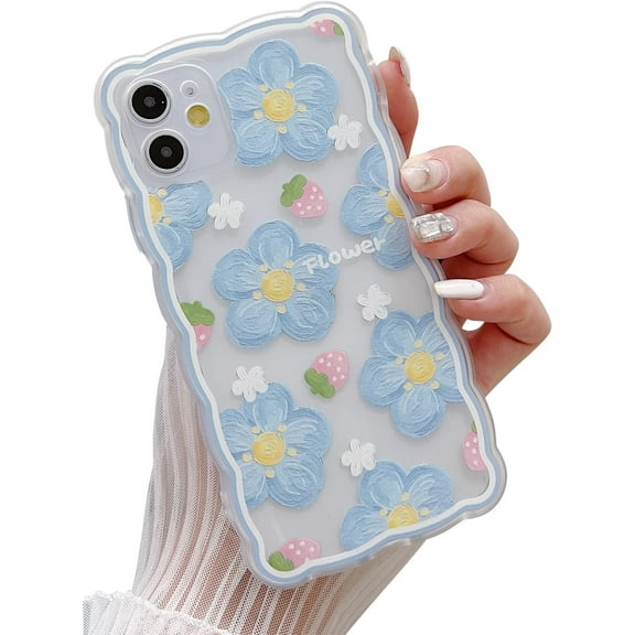 Compatible with iPhone 12 Case for Women Girl,Cute Floral Flower Pattern with Full Camera Lens Protection Case Fashion Slim Soft Silicone TPU Protective Cover for iPhone 12 6.1＂
