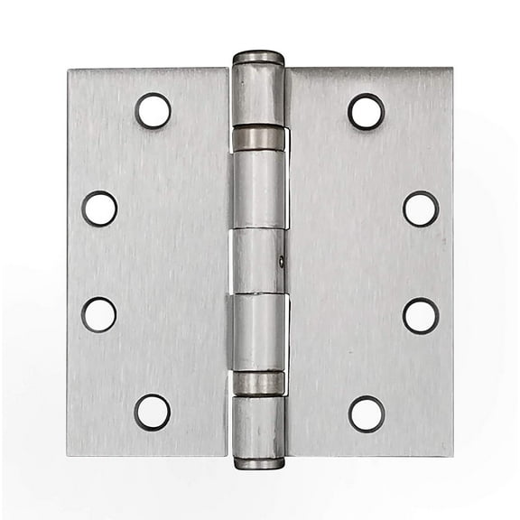 Commercial Ball Bearing Hinges - 4.5" Inches Square - Satin Chrome - Non-Removable Pin - 2 Pack