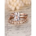 thumbnail image 2 of 1.25 Carat Peach Pink Morganite (princess cut Morganite) and Diamond Engagement Bridal Wedding Ring Set in 10k Rose Gold, 2 of 2