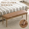 thumbnail image 5 of Dayalane 46'' French Country Wooden Entryway Bench, Faux Leather Upholstered Entryway Shoe Rack Bench with Nailhead Trim for Kitchen Bedroom Indoor and Hallway, Brown, 5 of 13