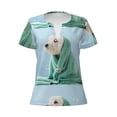 thumbnail image 4 of Wukai Dog Wrapped in Towel Casual V-Neck Graphic Tees for Women: Lightweight and Breathable Summer Tops with Stylish Design-X-Large, 4 of 8