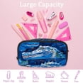thumbnail image 4 of MUOOUM Pencil Case, Sea Blue Crocodile Pattern Large Capacity Pencil Pouch Stationery Pen Bag, 4 of 7