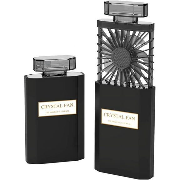 Fymlhomi Lady Handheld Fan, Rechargeable Small Personal Fan with 3 Speeds Setting, Powerful Quiet Pull-out Portable Fan, Mini Cooling Desk Electric Fan for Girls Woman Office School Working - Black