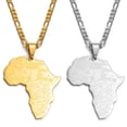 thumbnail image 2 of 14k Yellow Gold Africa Map With Flag Pendant Chain Necklaces African Maps Jewelry for Women Men A005, 2 of 7
