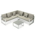 thumbnail image 2 of LeisureMod Chelsea Modern White 3 Piece Outdoor Aluminum Sectional Beige, 2 of 17