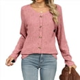 thumbnail image 3 of Suéteres Ligeros para Mujer 2025, Camiseta Henley de Larga, Blusa Informal de Cuello Redondo para Otoño. Rosa S, 3 of 10