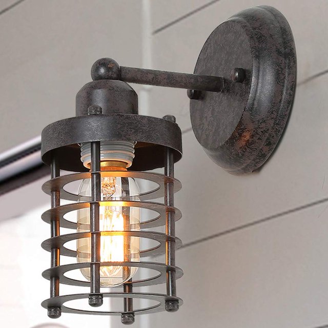 LNC Applique Murale Mini Cage Industrielle de Ferme Brun Rouille