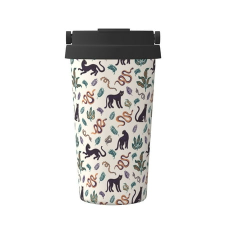 

Goofa Black Cat And Snake for Insulated Travel Coffee Mug Spill Proof Leak Proof 16 OZCoffee Tumbler Reusable Coffee Cups with Lids Thermos for Hot and Cold Drink
