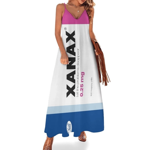XANAX Happy Pills Vestido sin mangas Vestido largo de mujer Vestido de mujer Verano 2024 Mujer Vestidos de mujer Verano