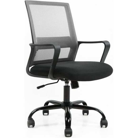 Mid Back Home Office Task Chair, Ergonomic Adjustable Rolling Executive Computer Chair, Breathable Mesh Swivel Desk Chair with Lumbar Support & Armrest, Grey