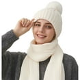 thumbnail image 2 of Cadancy Knit Hats for Women with Scarf 2 Piece Set Winter Comfort Warm Pompom Baenies Hat Cute Trendy Outdoor Cold Weather Snow Caps, 2 of 6