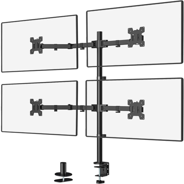 Soporte de escritorio para cuatro monitores WALI M004 para pantalla de 27 pulgadas, 22 libras