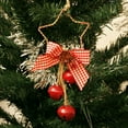 thumbnail image 3 of 2 piezas de piñas de pino navideñas, cascabeles y lazo con cuadros de búfalo, adornos para colgar en la puerta y en la pared, 3 of 5