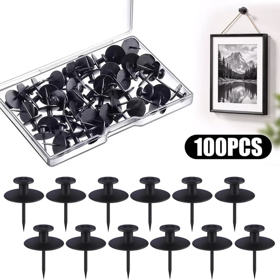 Current Hooks WZB 30 PCS Double‑Headed Push Pins Picture Hangers Wall Hooks, Black ...