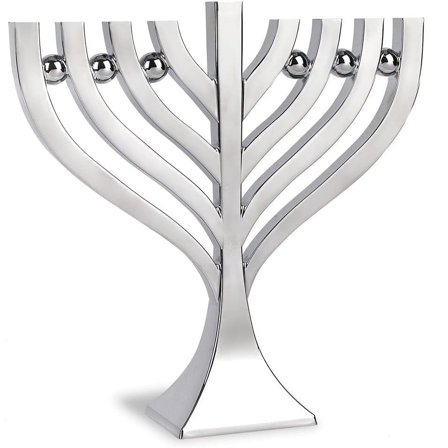 Ménorah Hanoukka 9 Branches Plaqué Argent - Bougeoir Étoile De David Avec Broches Intégrées