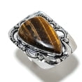 thumbnail image 2 of Natural Tiger Eye Gemstone Handmade 925 Sterling Silver Gift Ring Size 6, 2 of 2