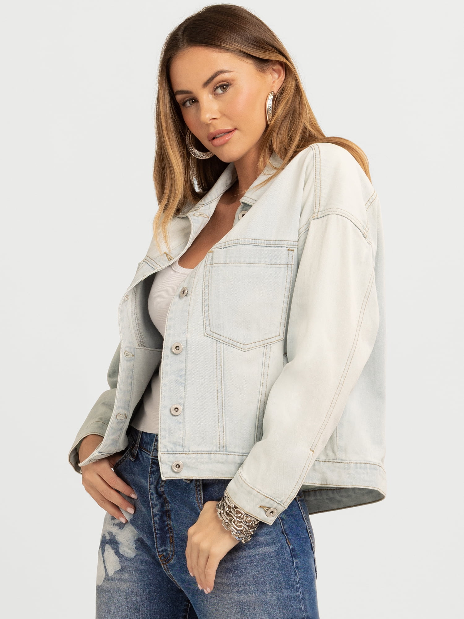 Jessica Simpson Women's Swing Denim Jacket with Back Pleat, Sizes XS-XL