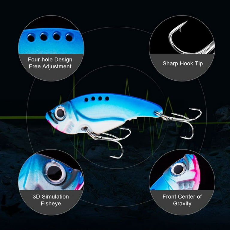 Artificial Vivid Vibrations Trembling 3D Eye Bass Hook Spoon Lure Fishing Metal Vib Lures Jig Metal Slice Spinning Baits Tackle 7g 2#