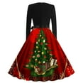 thumbnail image 4 of Robes Formelles pour Femmes Grande Taille Robe à Col Rond Manches Longues Patchwork Joyeux Noël Imprimée Grande Robe de Noël en Liquidation, 4 of 4
