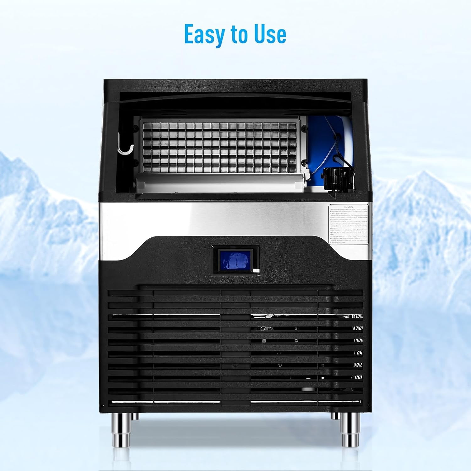 YUSAZENS 400LBS/24H Commercial Ice Maker, Stainless Steel Freestanding & Under Counter Ice Machine with 88.19LBS Storage, for Home Bar, Restaurant, Cafe
