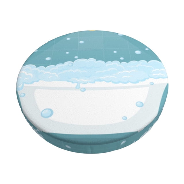 Disketp Bathtub with Soap Bubbles Funda Redonda para Taburete, Funda de Cojín para Silla de Bar Suave y Elástica-12 inch
