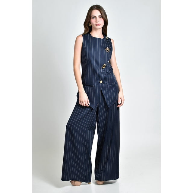 Conjunto elegante a rayas Roman Fashion /Juvenil, 9007 (Azul marino) azul marino CH