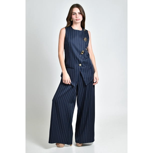 Conjunto elegante a rayas Roman Fashion /Juvenil, 9007 (Azul marino) azul marino G