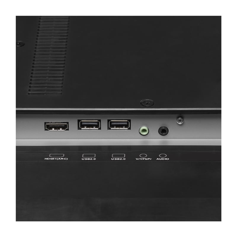 JVC 58" Class 4K HDR UHD Smart Roku TV display and camera view
