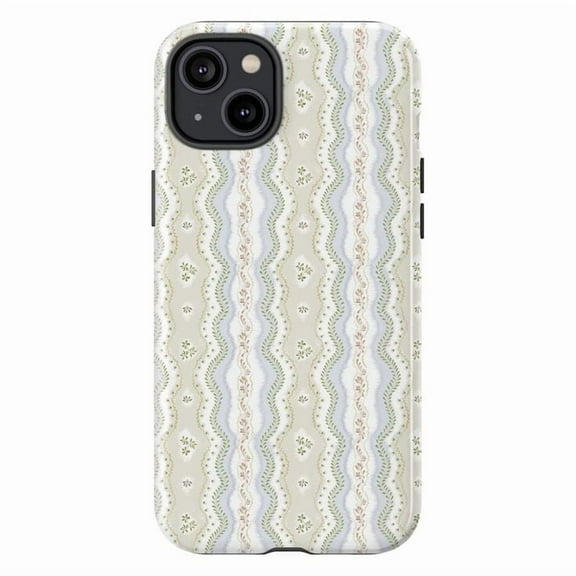 Cottagecore Ruffle Stripe Phone Case | Soft Vintage Floral Aesthetic | Compatible with iPhone 16 15 14 13 12 11 Pro Max