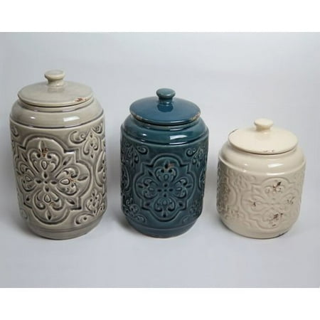 Drew Derose Designs Rustic Quilted 3 Piece Kitchen Canister Set Drew Derose Designs Rustic Quilted 3 Piece Kitchen Canister Set