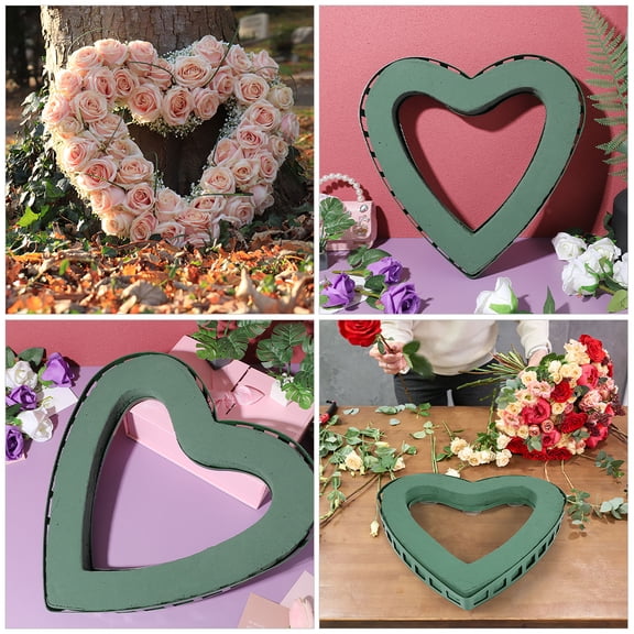 PTOOTP Heart Shaped Flower Rack Green Plastic Creative Design for Decoration Use 2Pcs