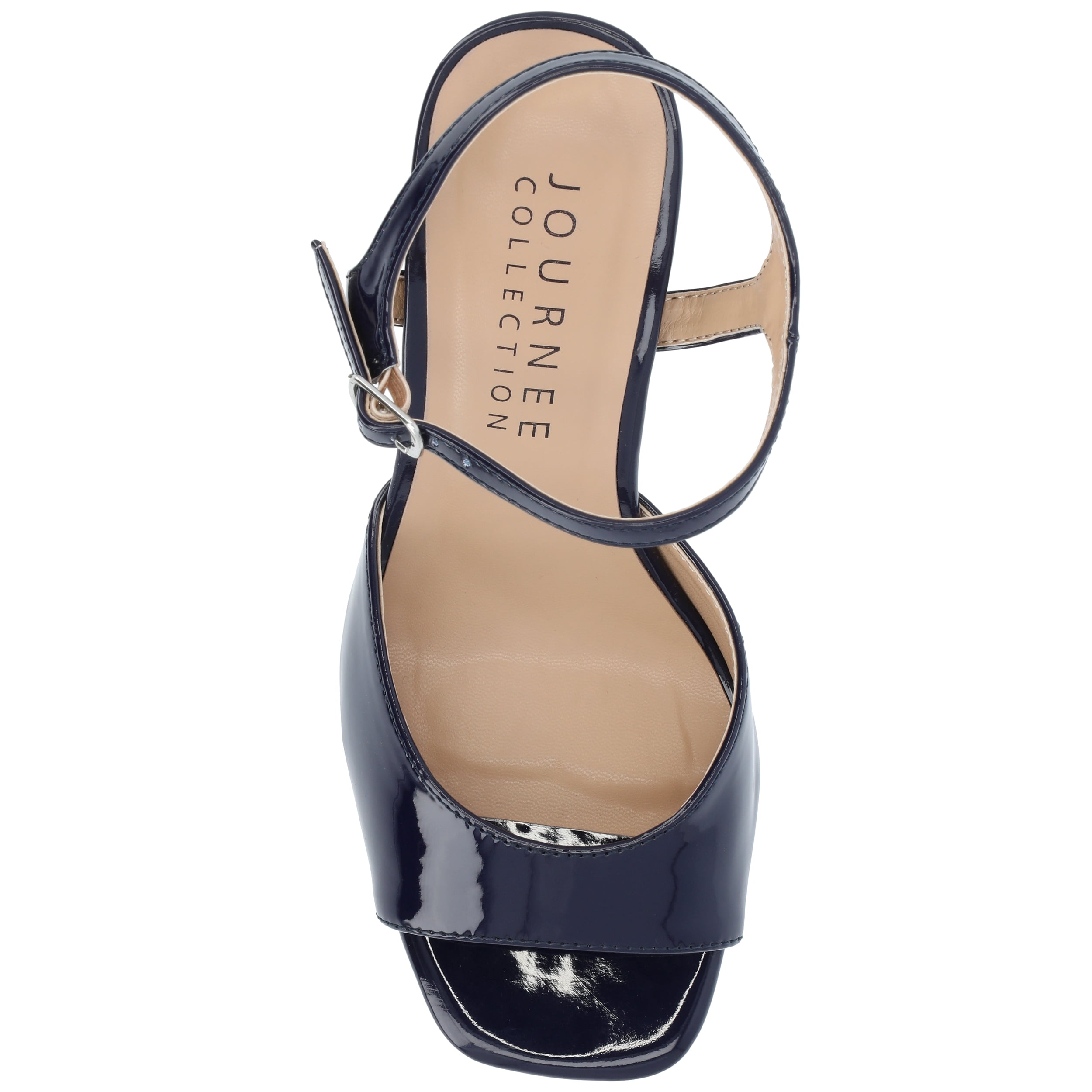 Journee Womens Ziarre Patent Vegan Leather Ankle Strap Platform Dress Sandals