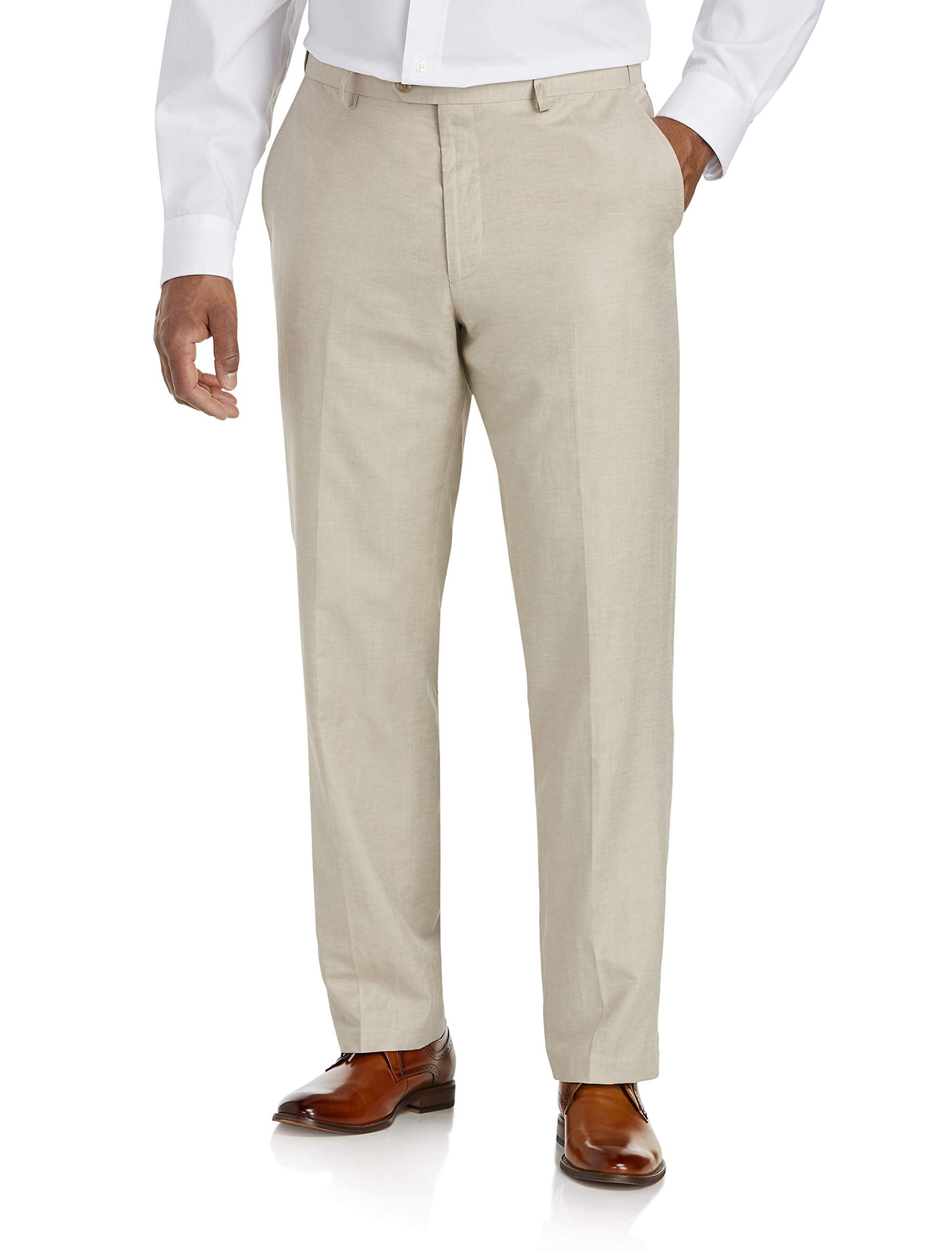 Oak Hill by DXL Big and Tall Linen-Blend Suit Pants, Flax, 48W X 30L ...